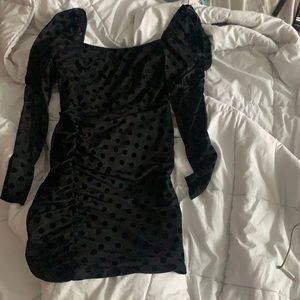 Black Body Con Polka Dot Dress